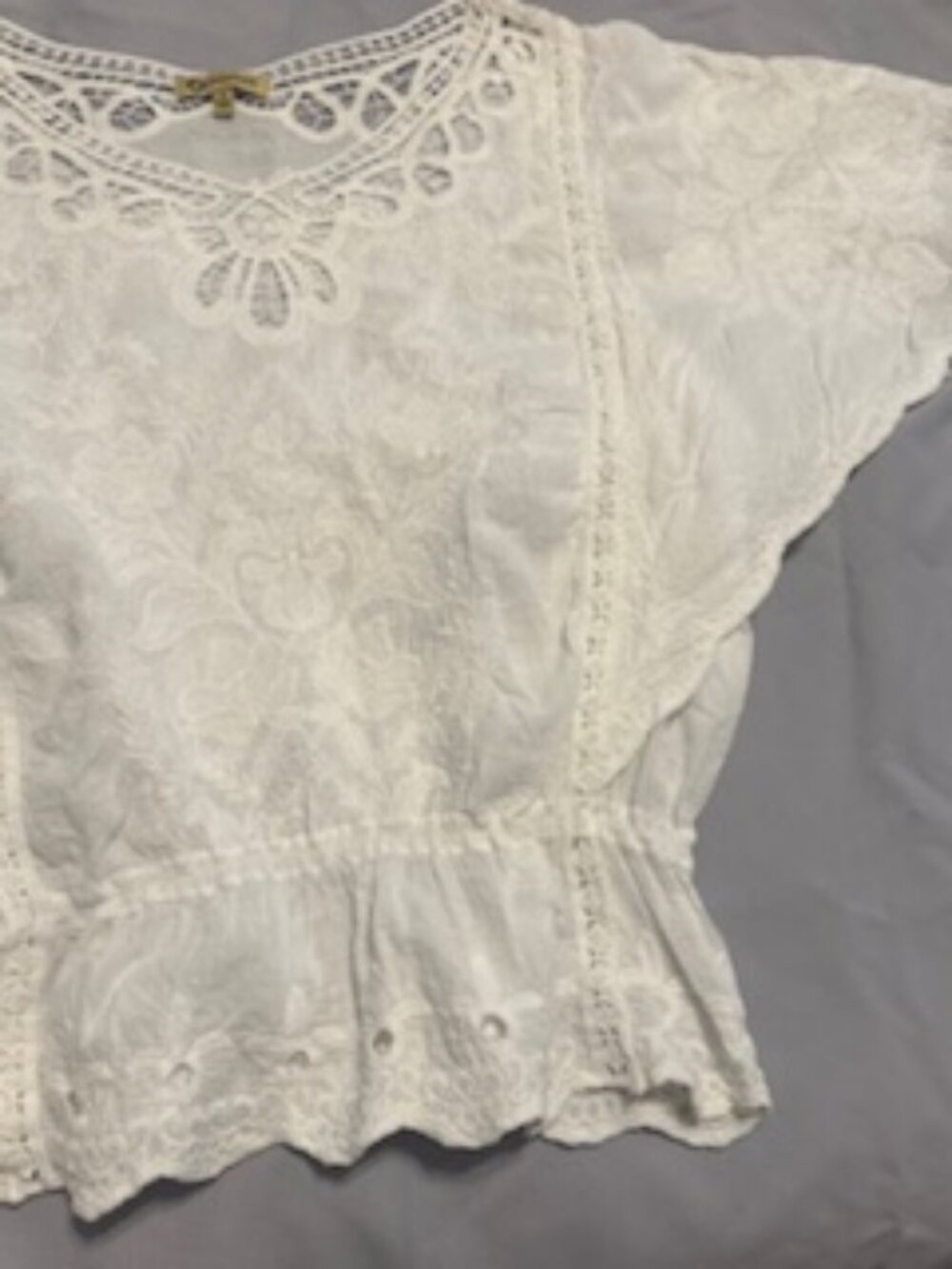 White Lace Democracy Blouse Sz S